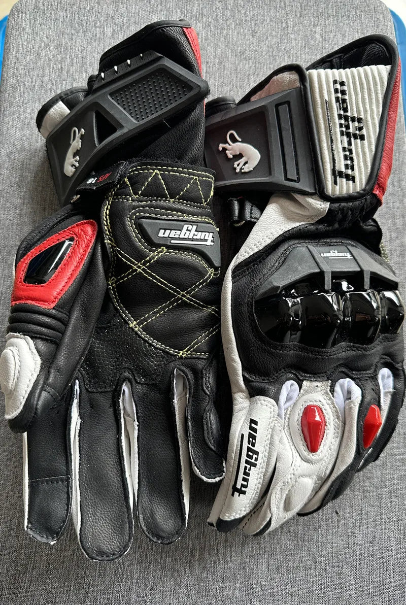 Genuine Leather Full Finger Motorcycle Riding Gloves