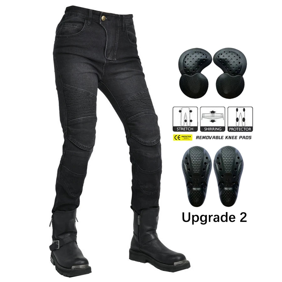 GYMARK Women’s Motorcycle Pants – Protective Moto Jeans with Knee &amp; Hip Pads