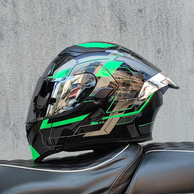 ORZ DOT Modular Flip-Up Motorcycle Helmet – Unisex Double Visor Full Face Racing Helmet