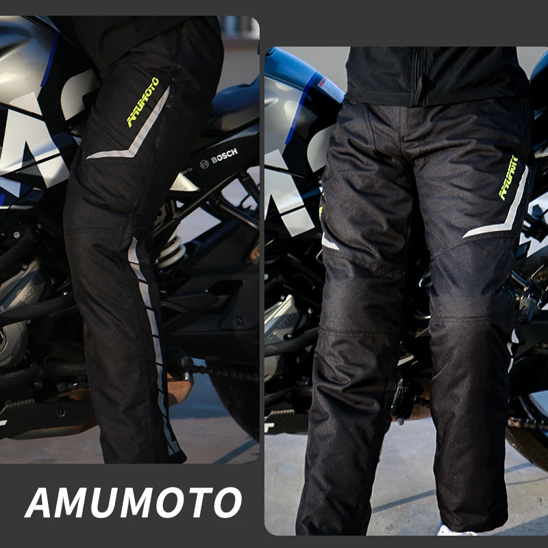 AMUMOTO Motorcycle Quick Take-Off Waterproof, Windproof &amp; Thermal Protective Pants for Men and Women