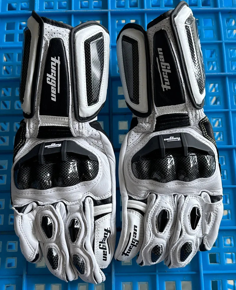 Genuine Leather Full Finger Motorcycle Riding Gloves