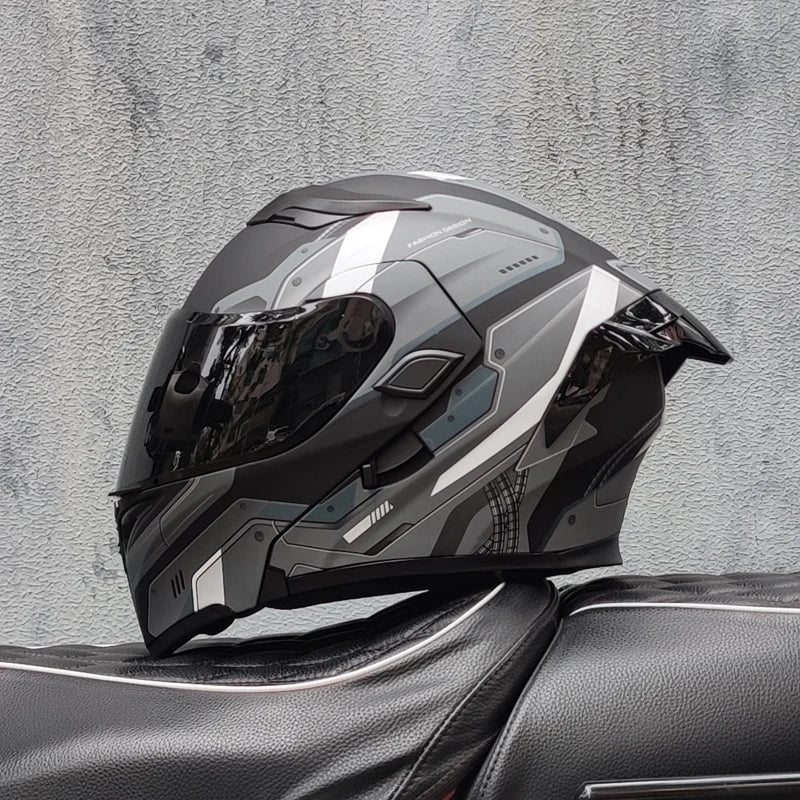 ORZ Modular Flip-Up Double Visor Motorcycle Helmet – 3C + DOT Certified, Dual Visor, 3-Channel Ventilation