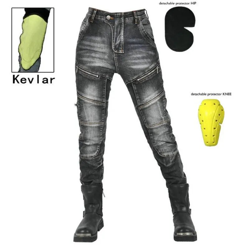 Women’s Motorcycle Jeans – High-Elastic Riding Pants with Protective Pads