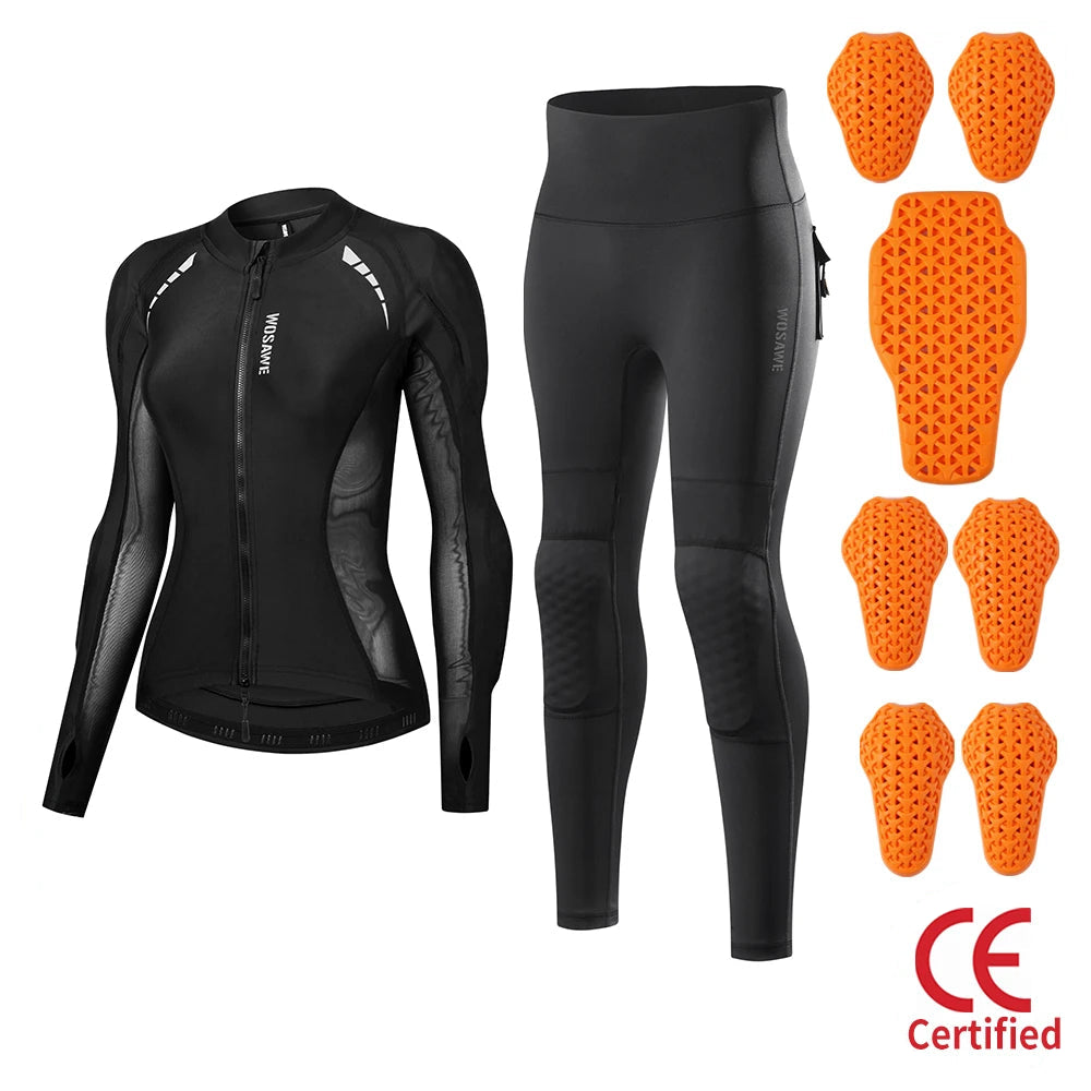 WOSAWE Women’s CE-Certified Motorcycle Armor Jacket &amp; Pants Set