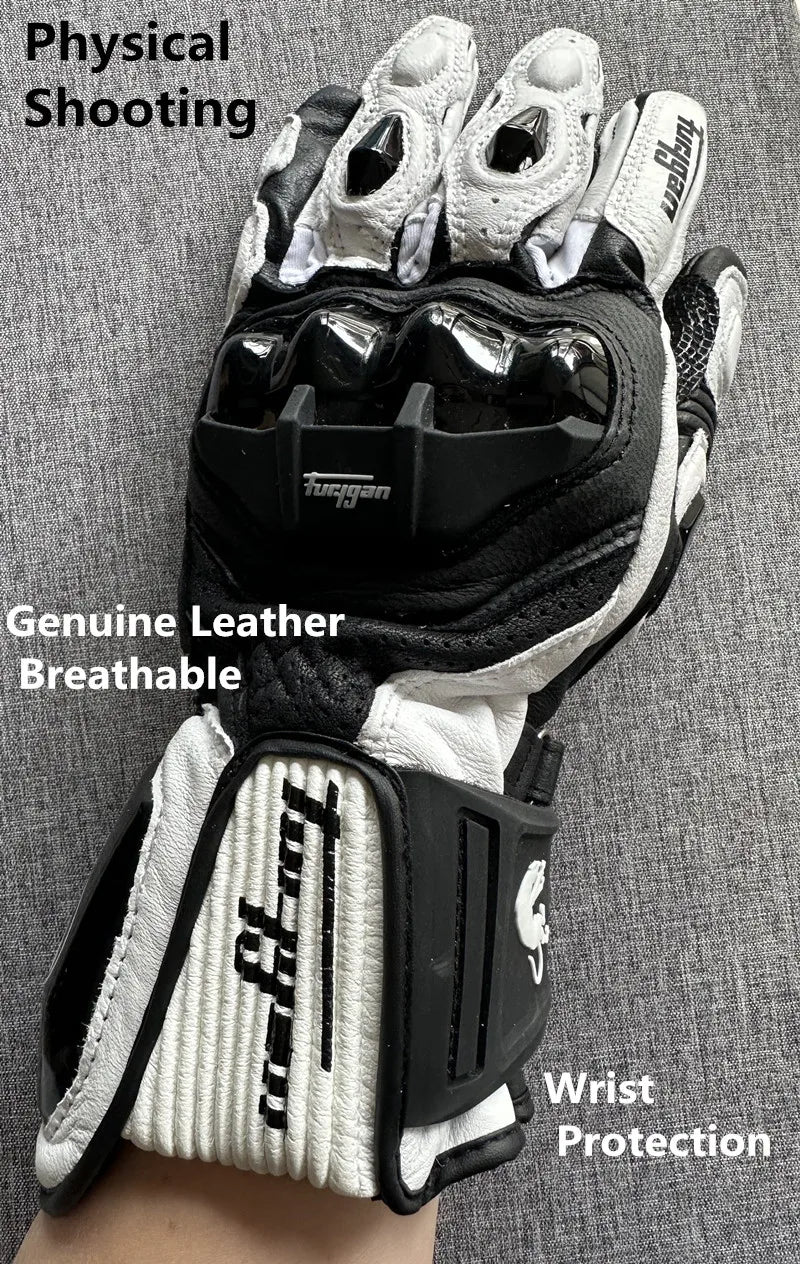 Genuine Leather Full Finger Motorcycle Riding Gloves