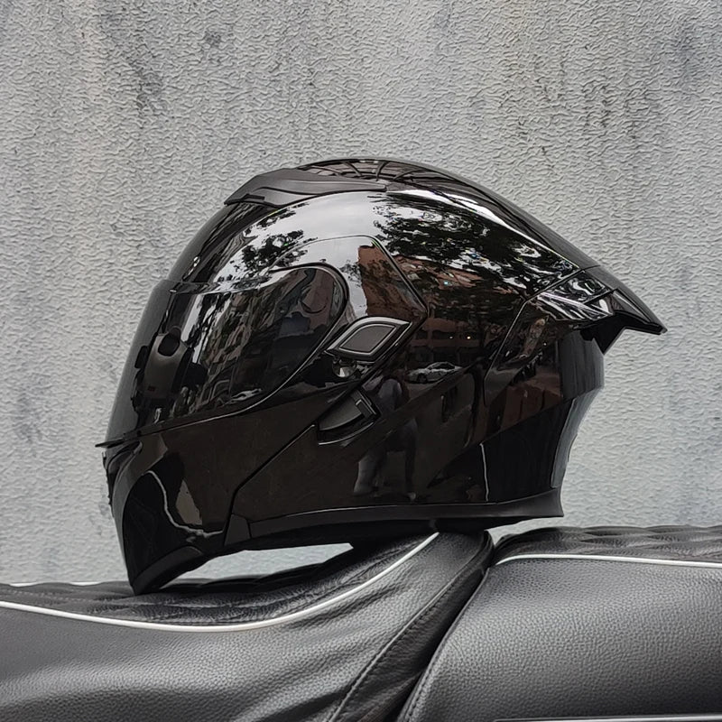 ORZ DOT Modular Flip-Up Motorcycle Helmet – Unisex Double Visor Full Face Racing Helmet