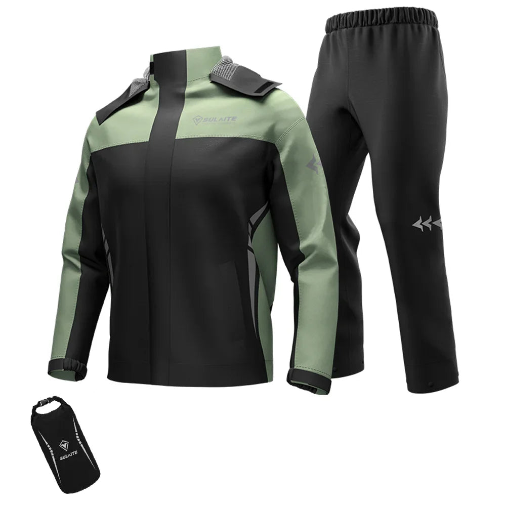 HEROBIKER Waterproof Motorcycle Rain Suit – Jacket &amp; Pants, TPU Waterproof Film, Breathable Mesh, Foldable