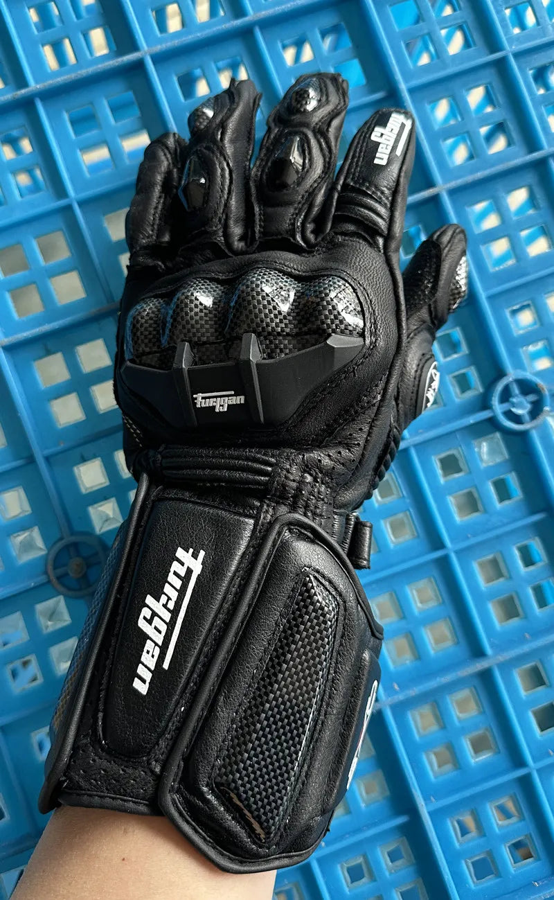 Genuine Leather Full Finger Motorcycle Riding Gloves