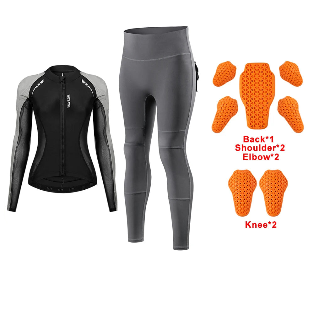 WOSAWE Women’s CE-Certified Motorcycle Armor Jacket &amp; Pants Set